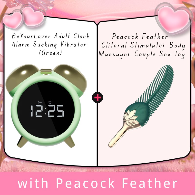 Green alarm clock shaped sucking vibrator