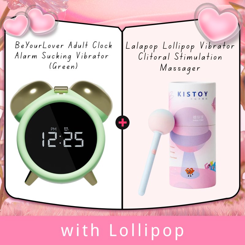 Green alarm clock shaped sucking vibrator