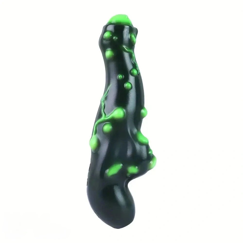 Green black alien bump silicone dildo