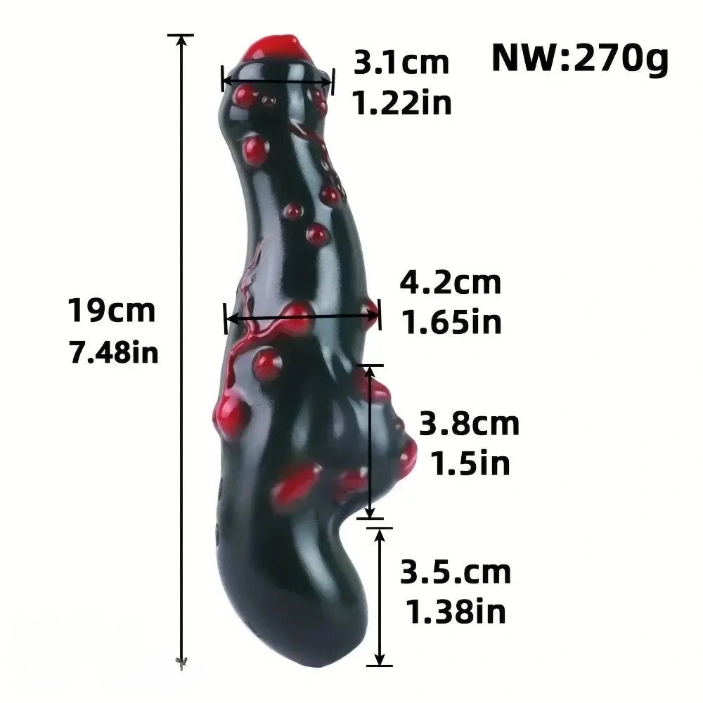 Red black alien bump silicone dildo