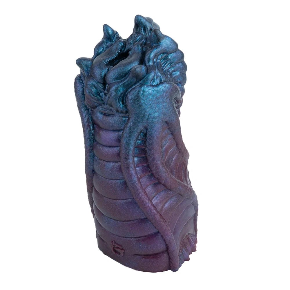 Iridescent teal violet alien claw masturbator with ridged exoskeleton, photo 10