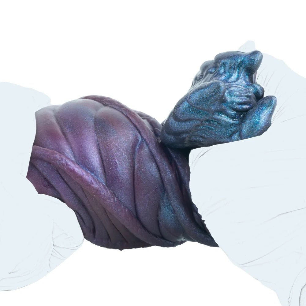 Iridescent teal violet alien claw masturbator with ridged exoskeleton, photo 11