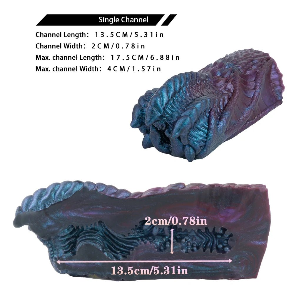 Iridescent teal violet alien claw masturbator with ridged exoskeleton, photo 13