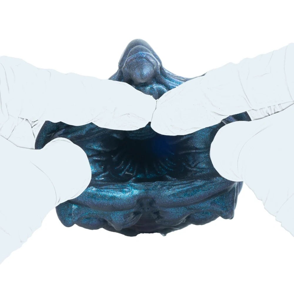 Iridescent teal violet alien claw masturbator with ridged exoskeleton, photo 7