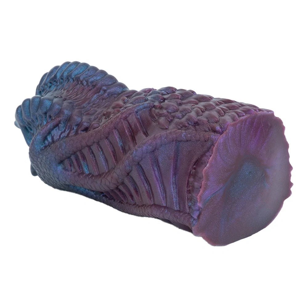 Iridescent teal violet alien claw masturbator with ridged exoskeleton, photo 9