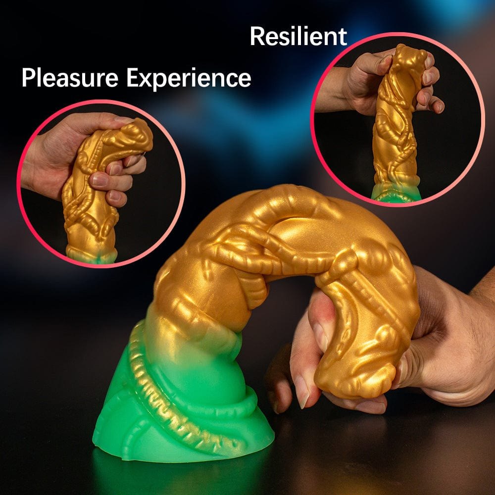 Gold and green alien fantasy dildo, photo 4