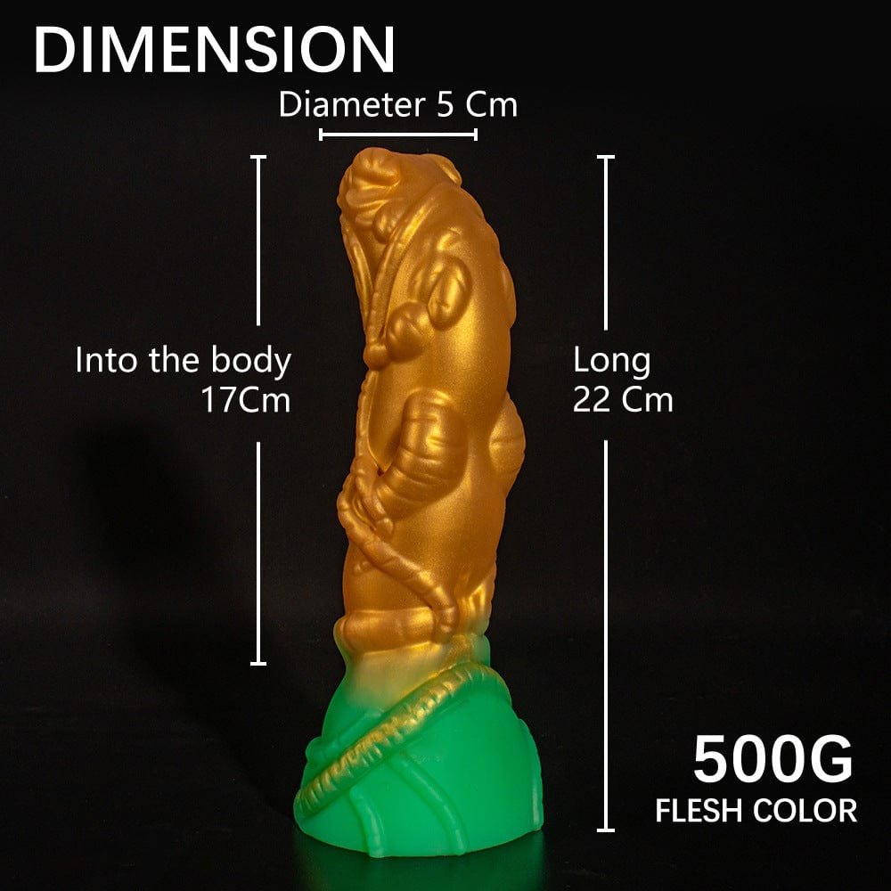 Gold and green alien fantasy dildo, photo 5