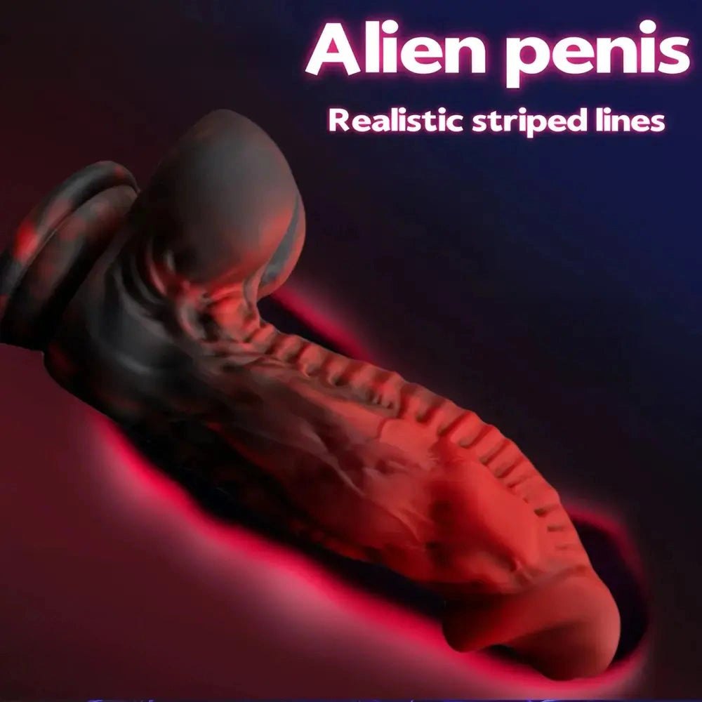 Red ridged alien fantasy dildo, photo 2