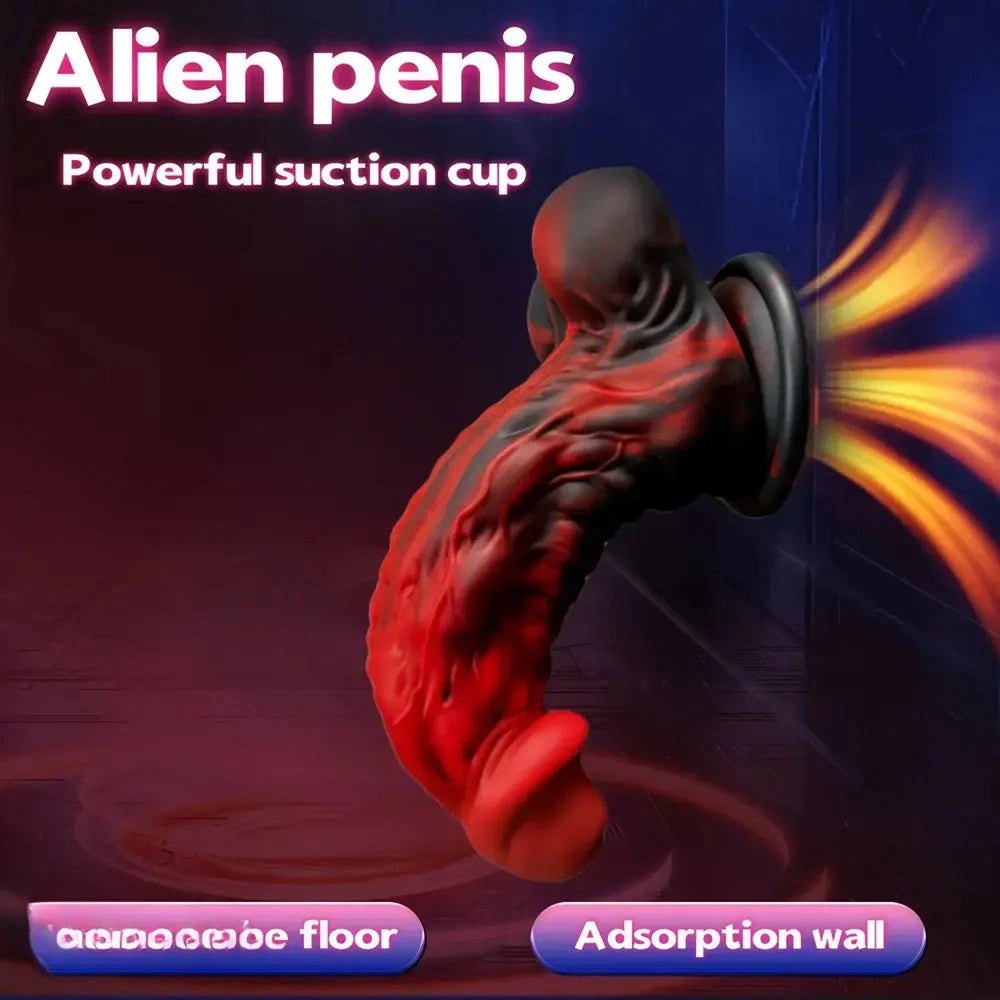 Red ridged alien fantasy dildo, photo 5