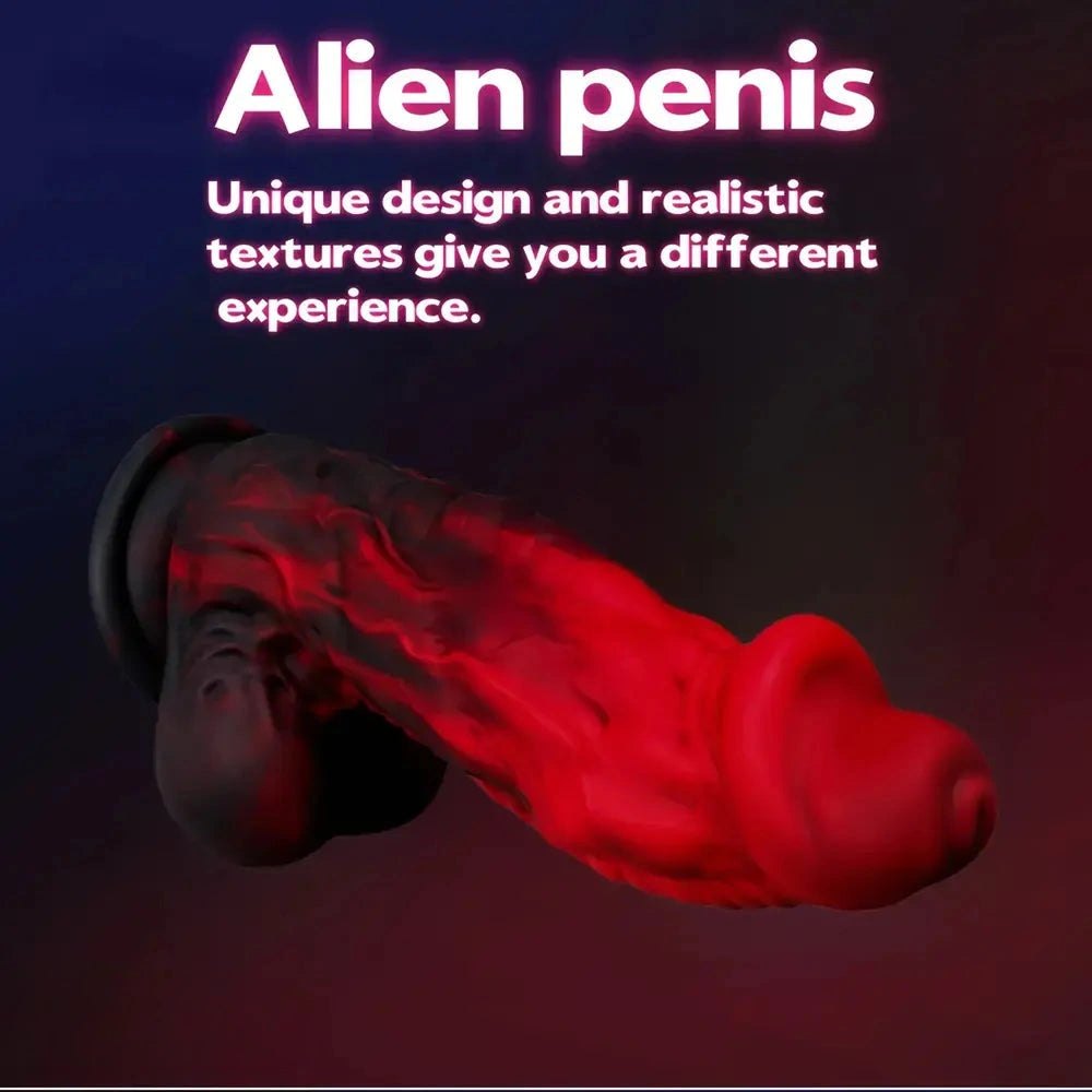 Red ridged alien fantasy dildo, photo 6