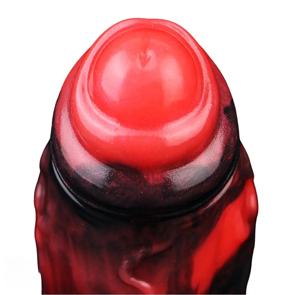 Red and black marbled alien tentacle dildo, photo 15