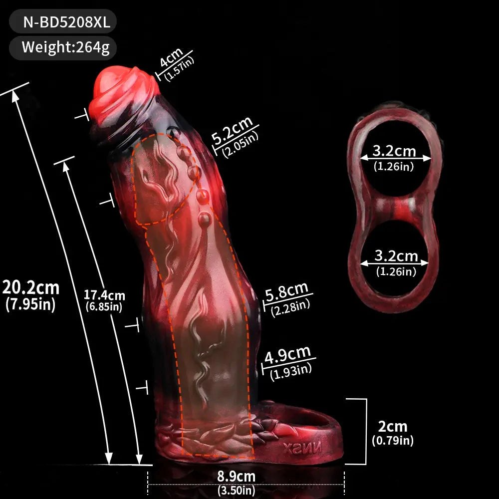 Red and black marbled alien tentacle dildo, photo 18
