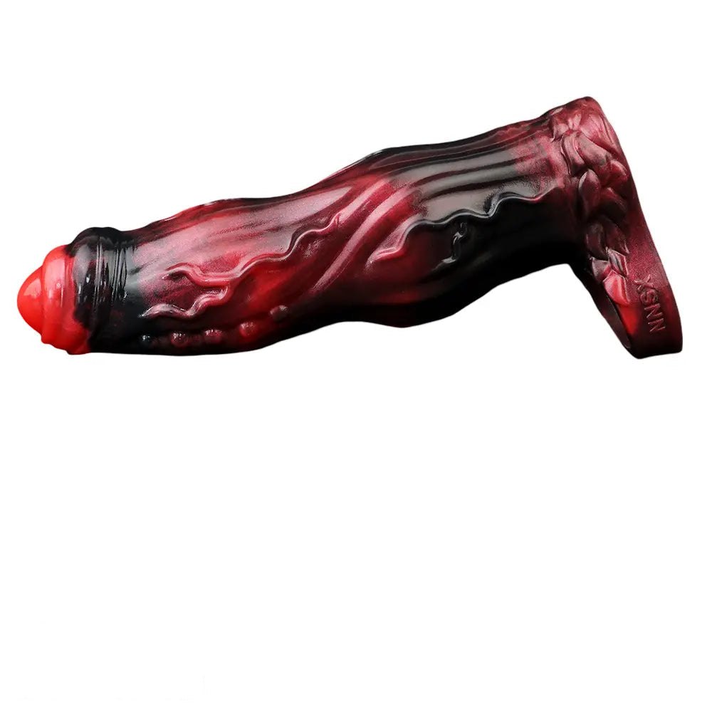 Red and black marbled alien tentacle dildo, photo 8