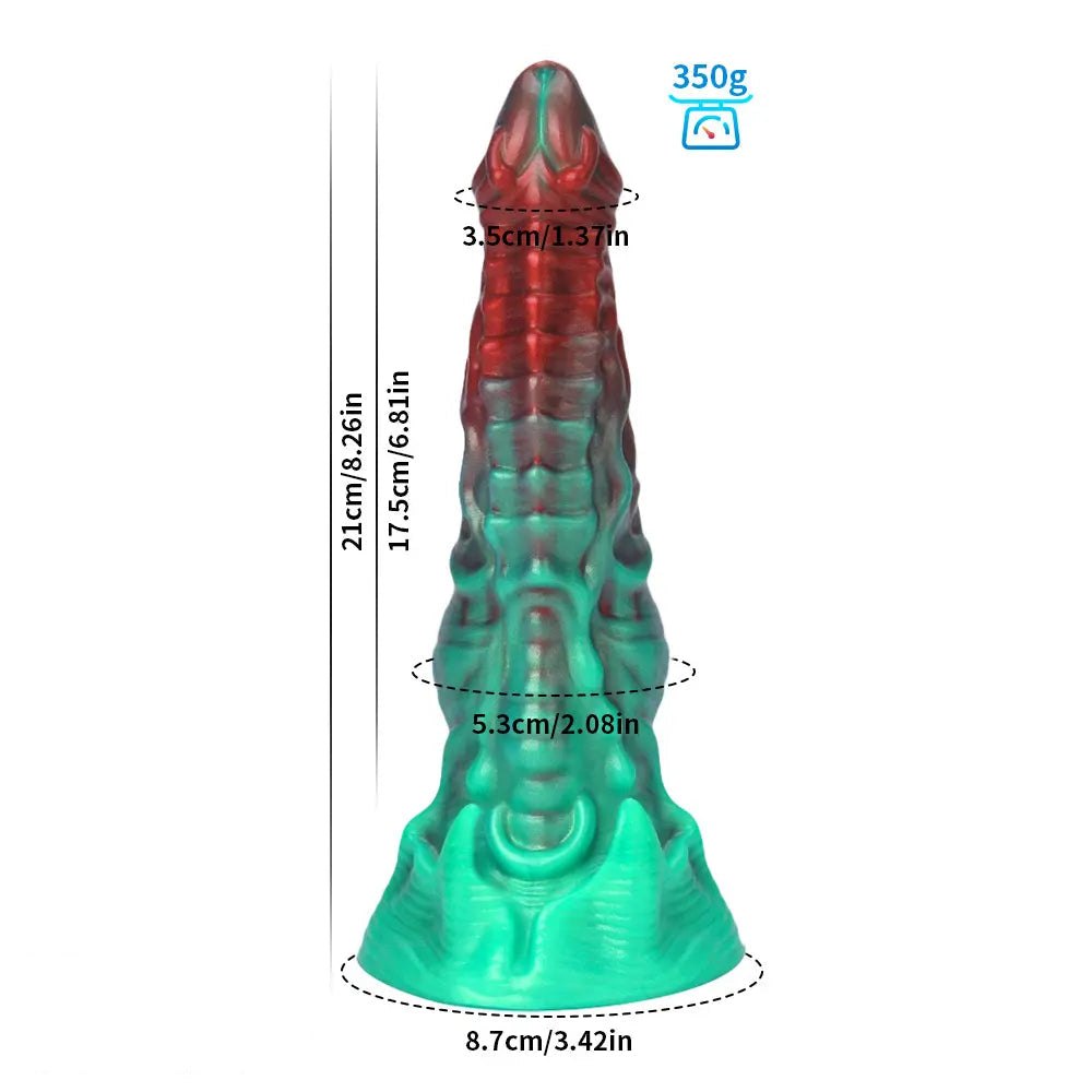 Red and teal alien tentacle dildo, photo 10