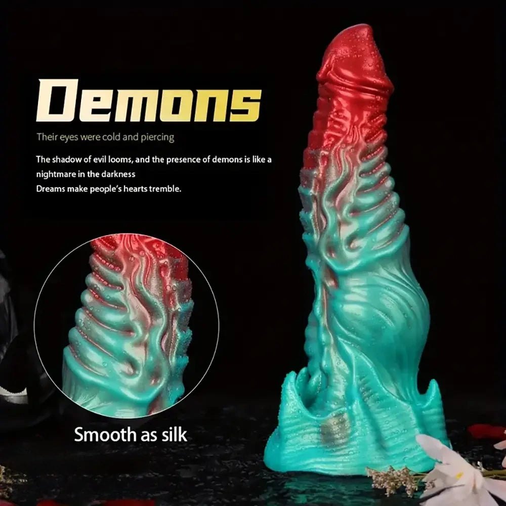 Red and teal alien tentacle dildo, photo 2