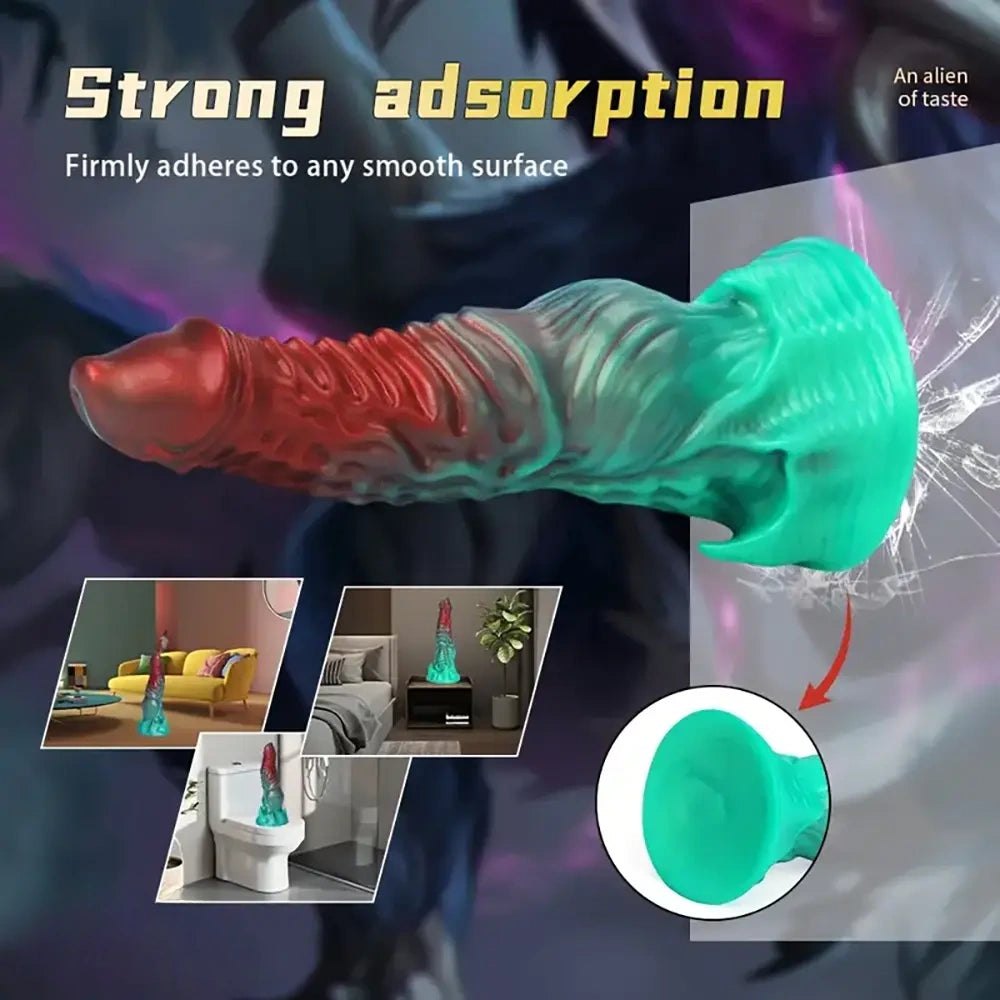 Red and teal alien tentacle dildo, photo 5