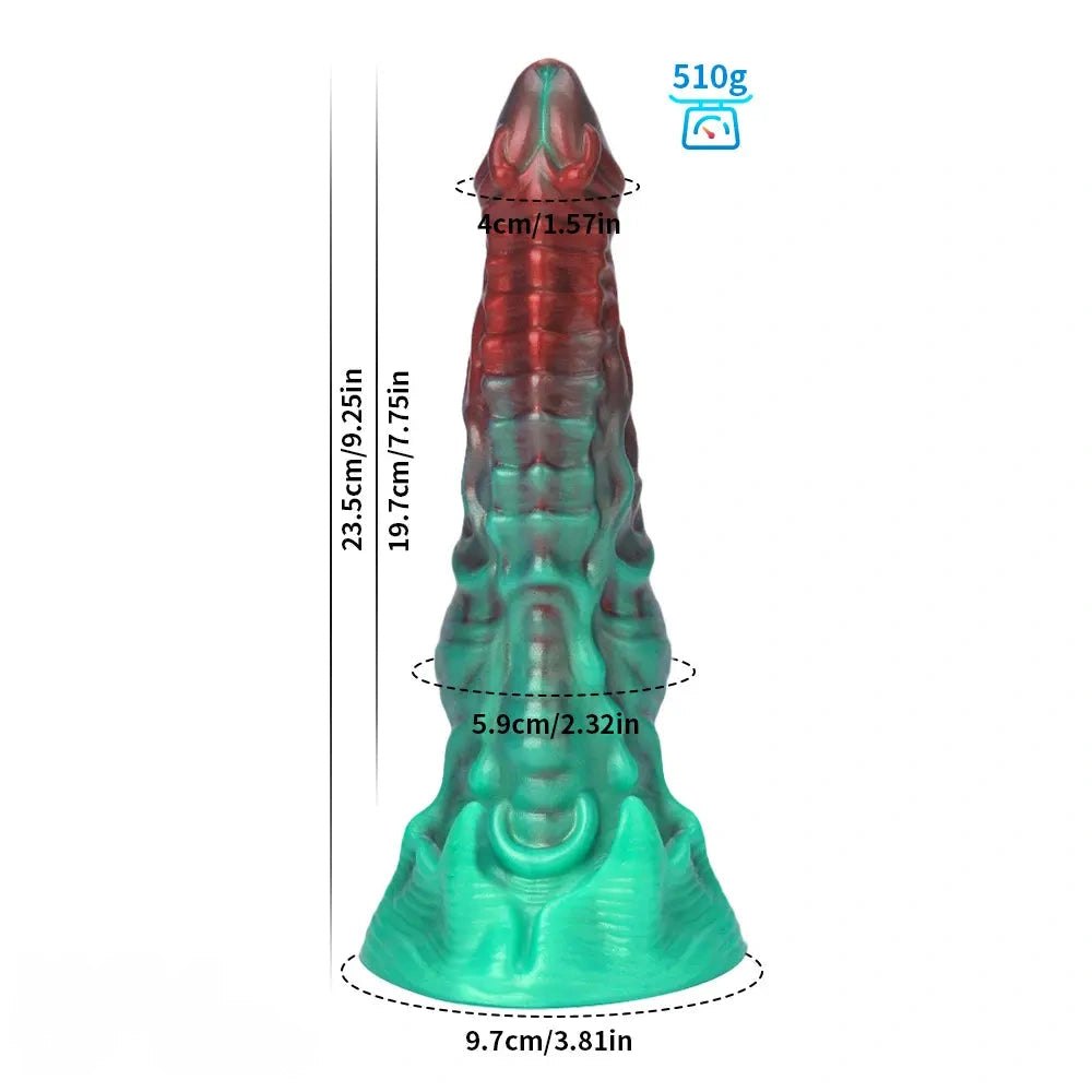 Red and teal alien tentacle dildo, photo 9