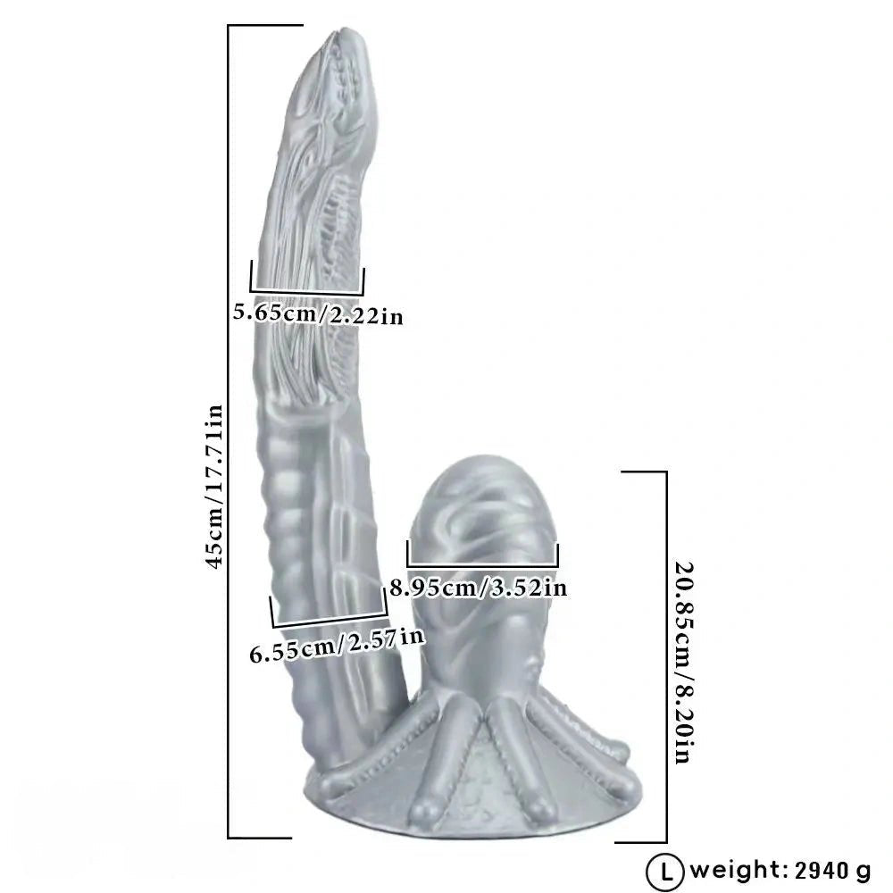 Silve alien tentacle silicone fantasy dildo
