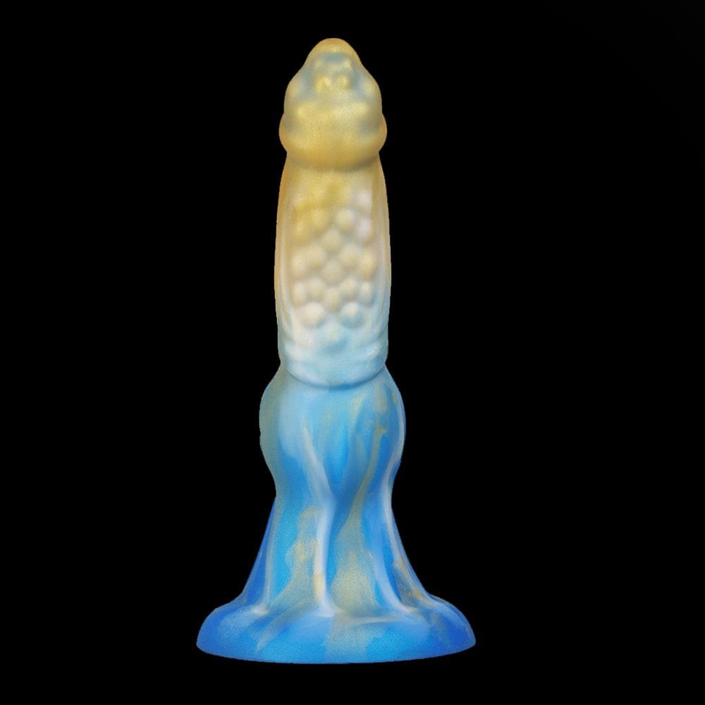 Blue and gold alien tentacle suction cup dildo, photo 3