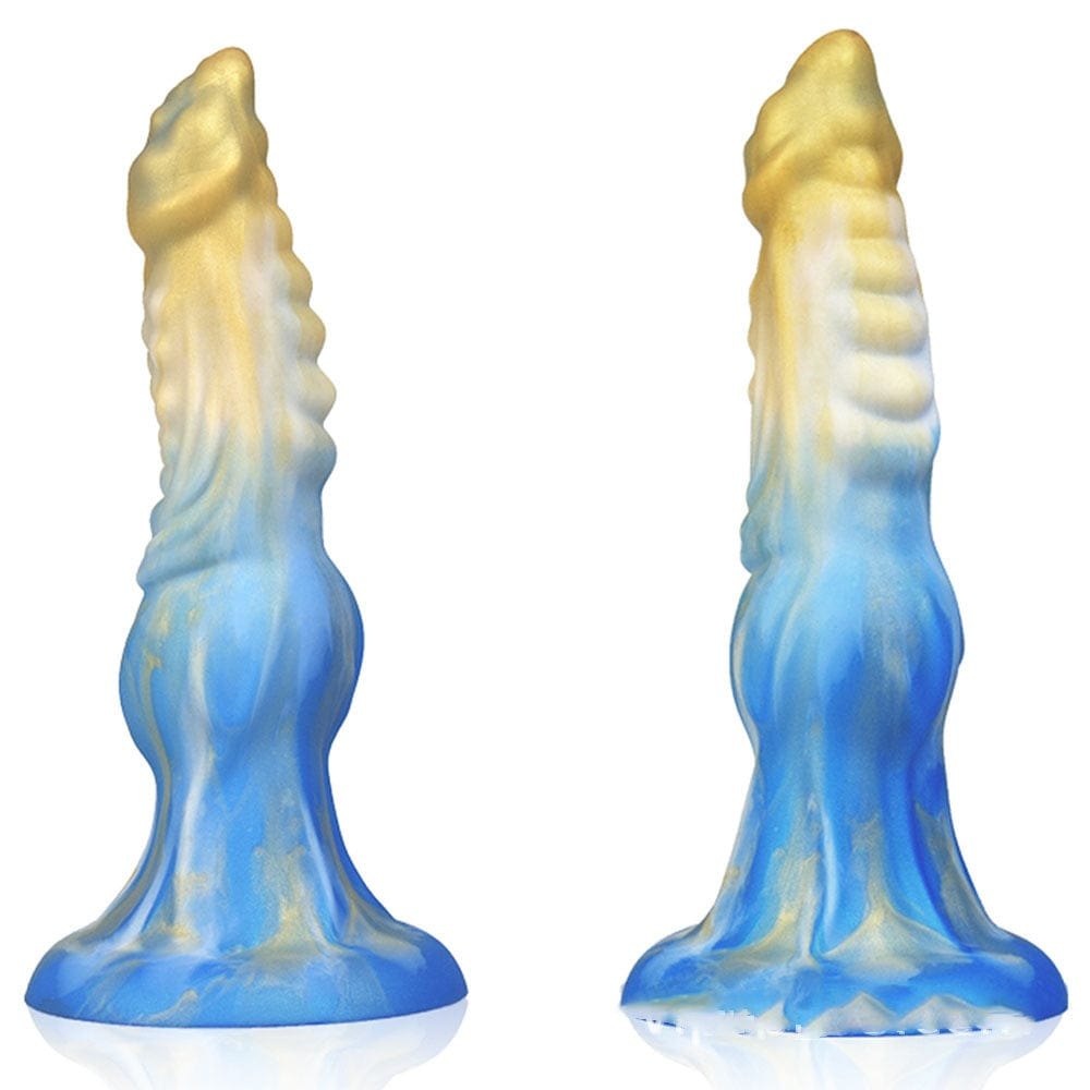 Blue and gold alien tentacle suction cup dildo, photo 4