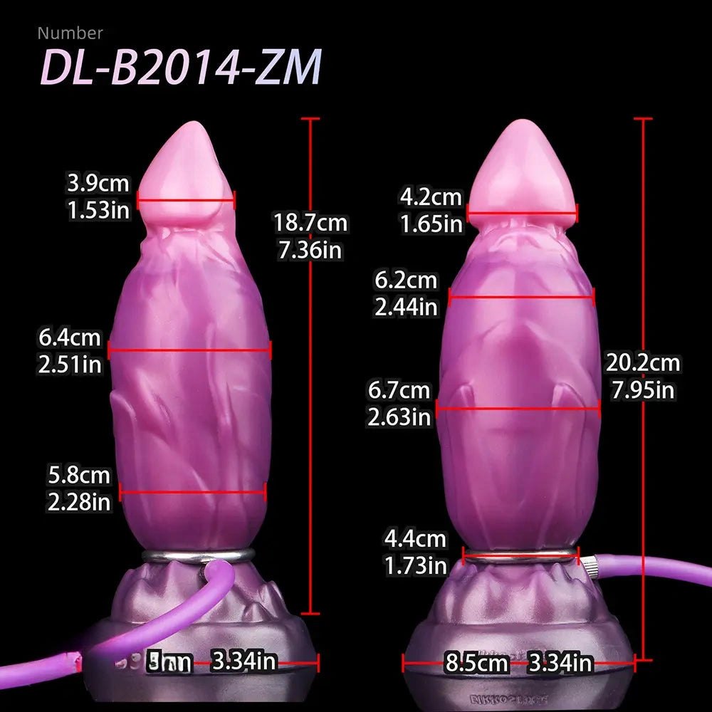 Textured silicone fantasy dildo with inflation bulb, photo 10