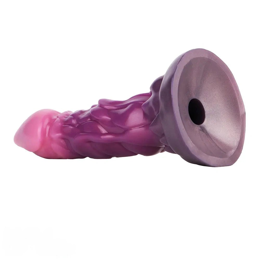Textured silicone fantasy dildo with inflation bulb, photo 13