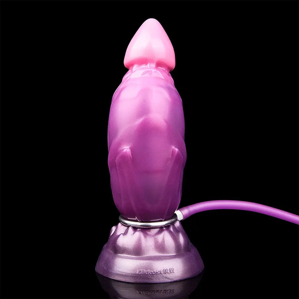 Textured silicone fantasy dildo with inflation bulb, photo 6