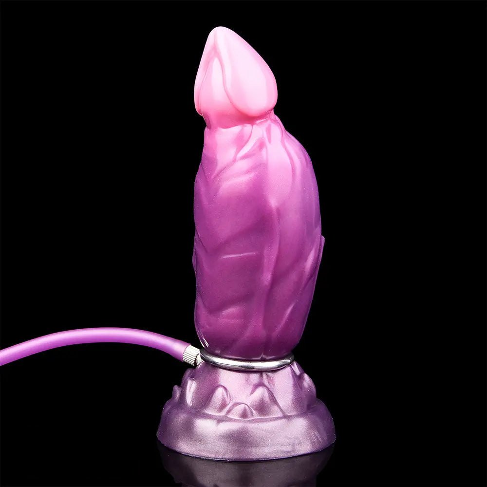 Textured silicone fantasy dildo with inflation bulb, photo 7