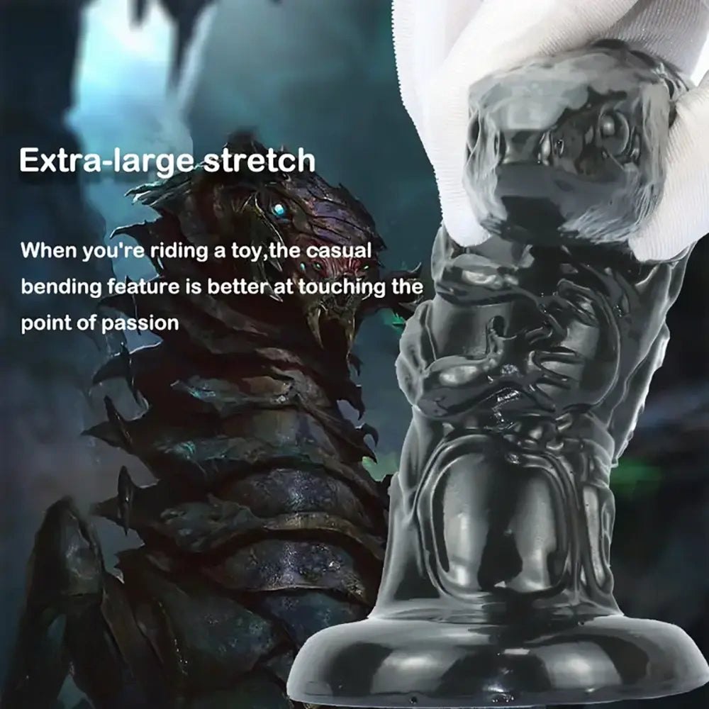 Black alien textured fantasy dildo, photo 10
