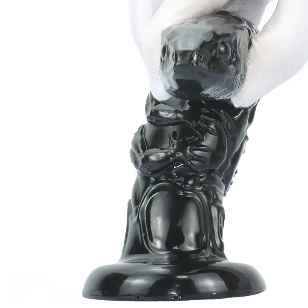 Black alien textured fantasy dildo, photo 11