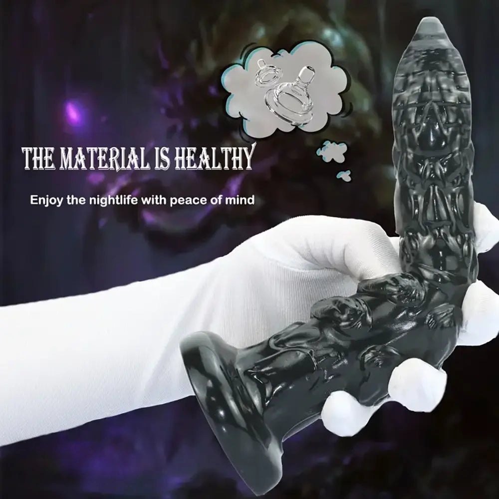 Black alien textured fantasy dildo, photo 13