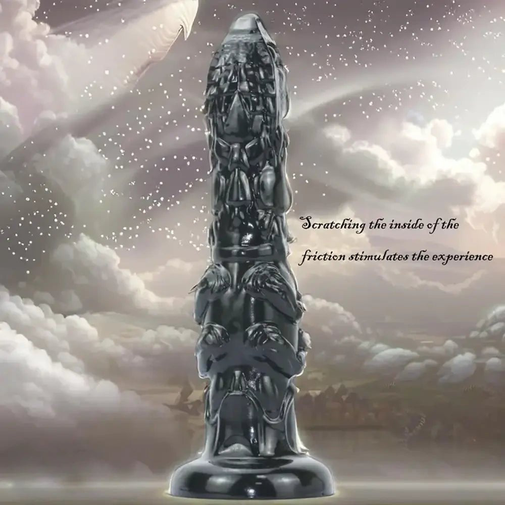 Black alien textured fantasy dildo, photo 3