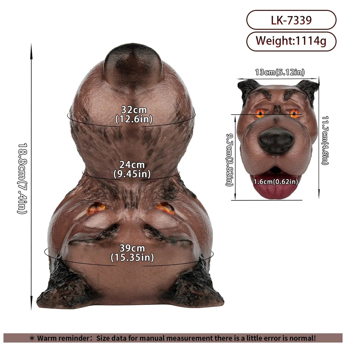 Brown wolf head oral masturbator, photo 15