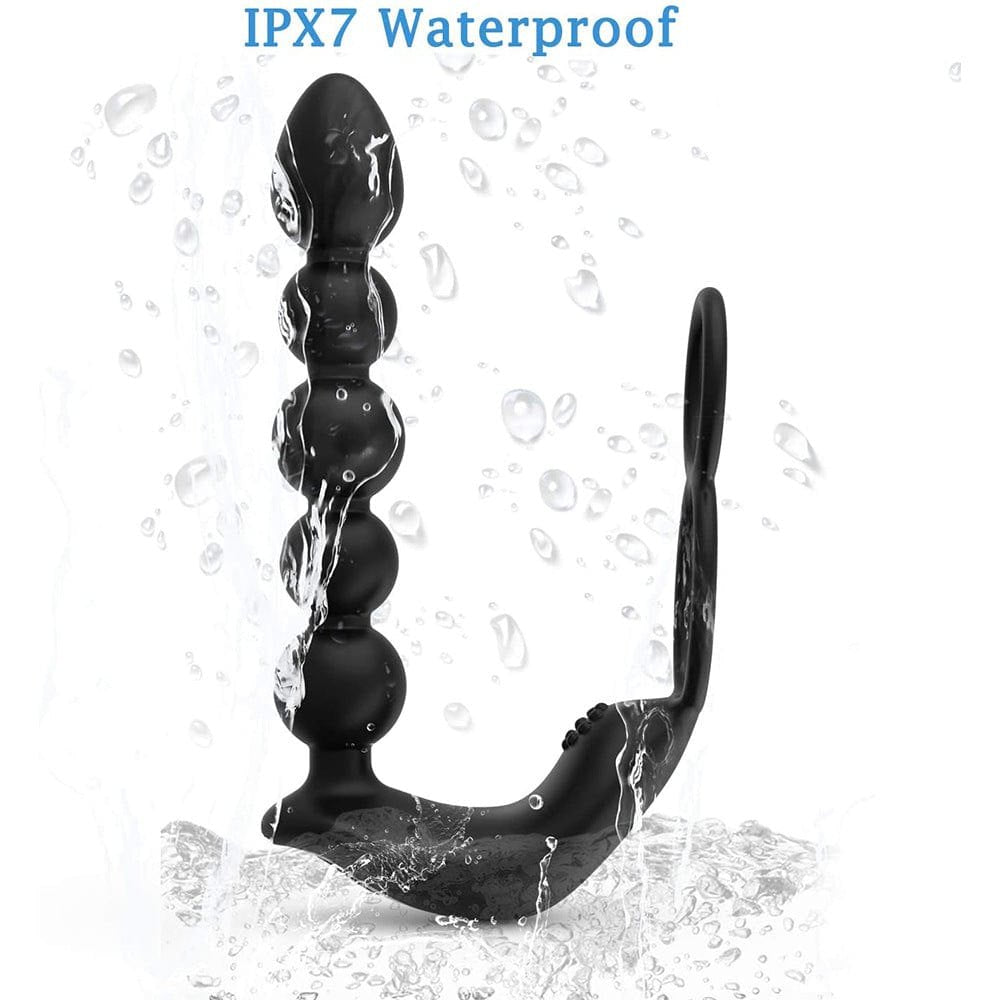 Black anal bead cock ring prostate massager, photo 3