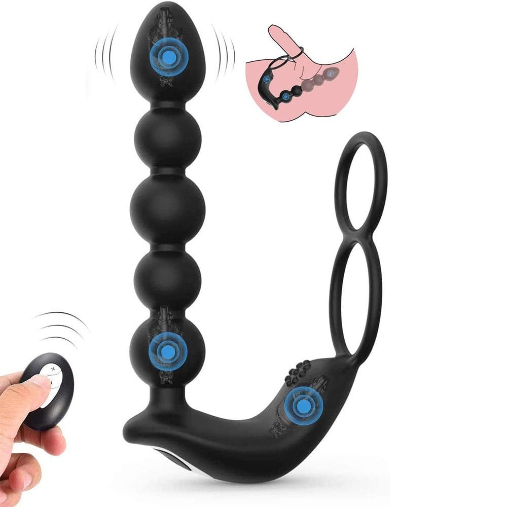 Black anal bead cock ring prostate massager, photo 5