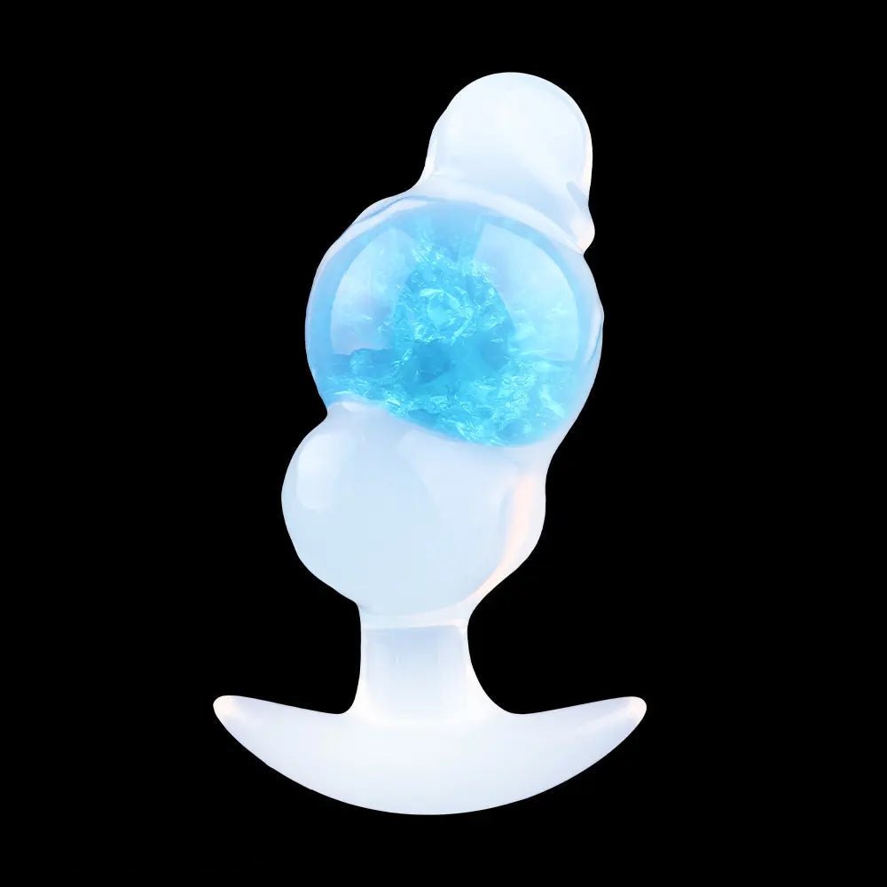Blue anchor base glitter ball butt plug