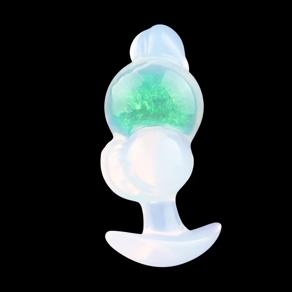 Green anchor base glitter ball butt plug