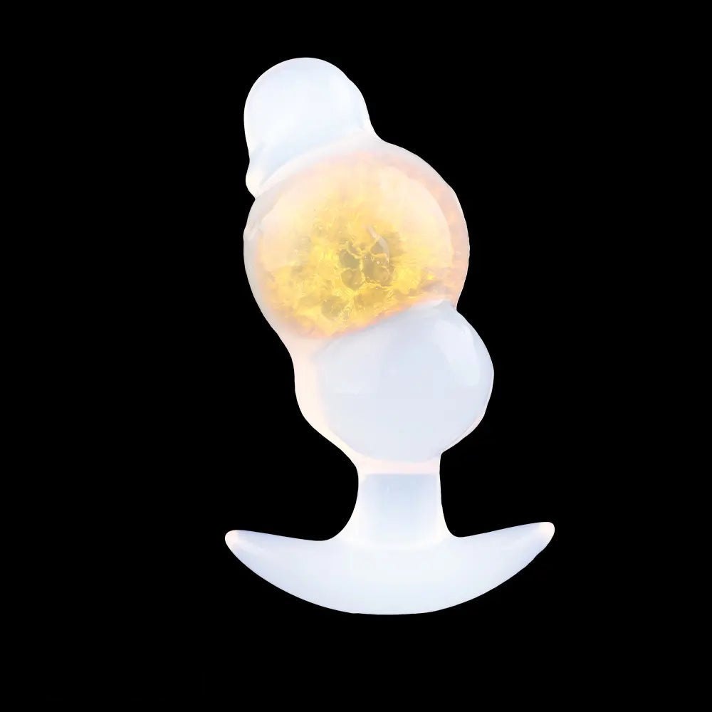 Yellow anchor base glitter ball butt plug