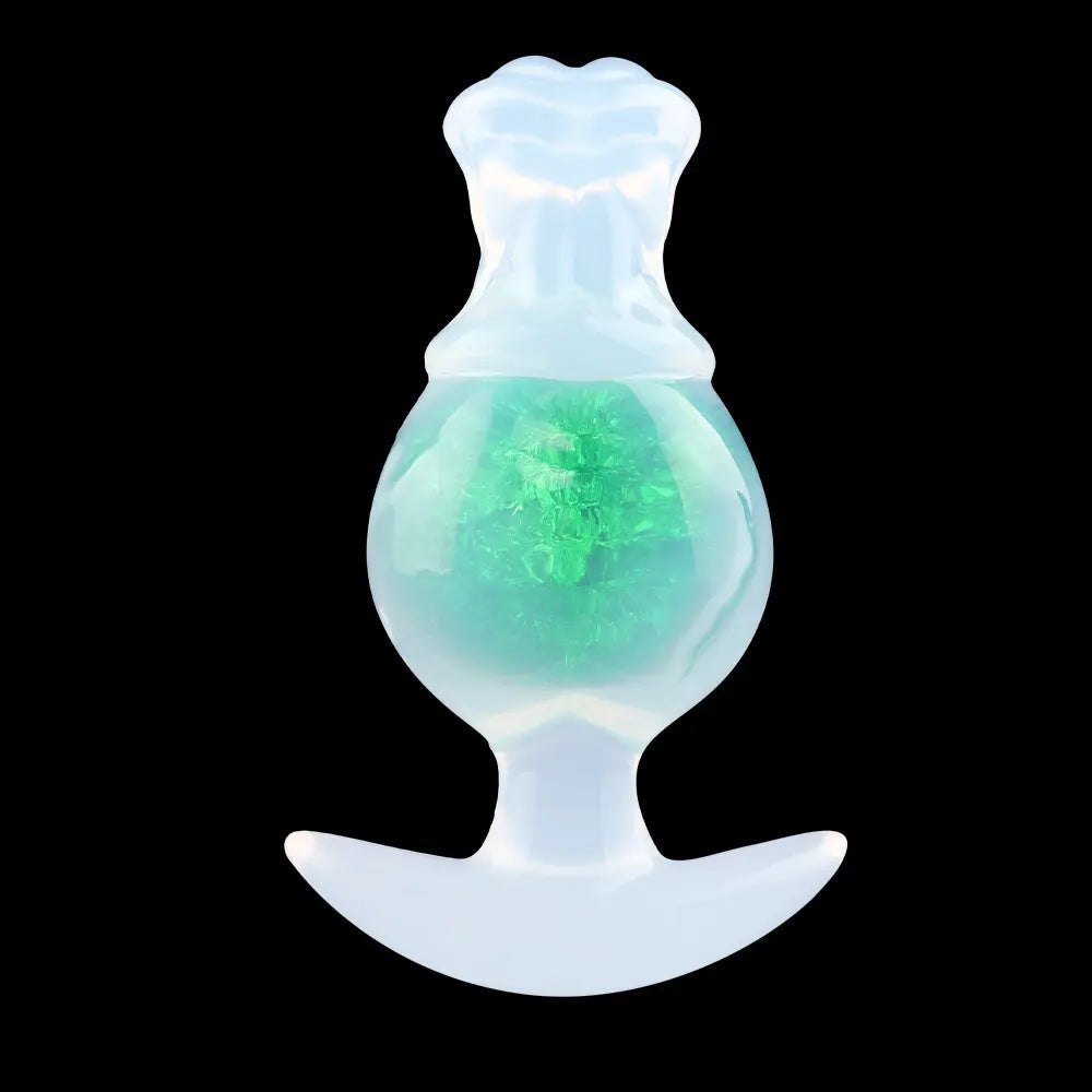 Green silicone anal plug with anchor base