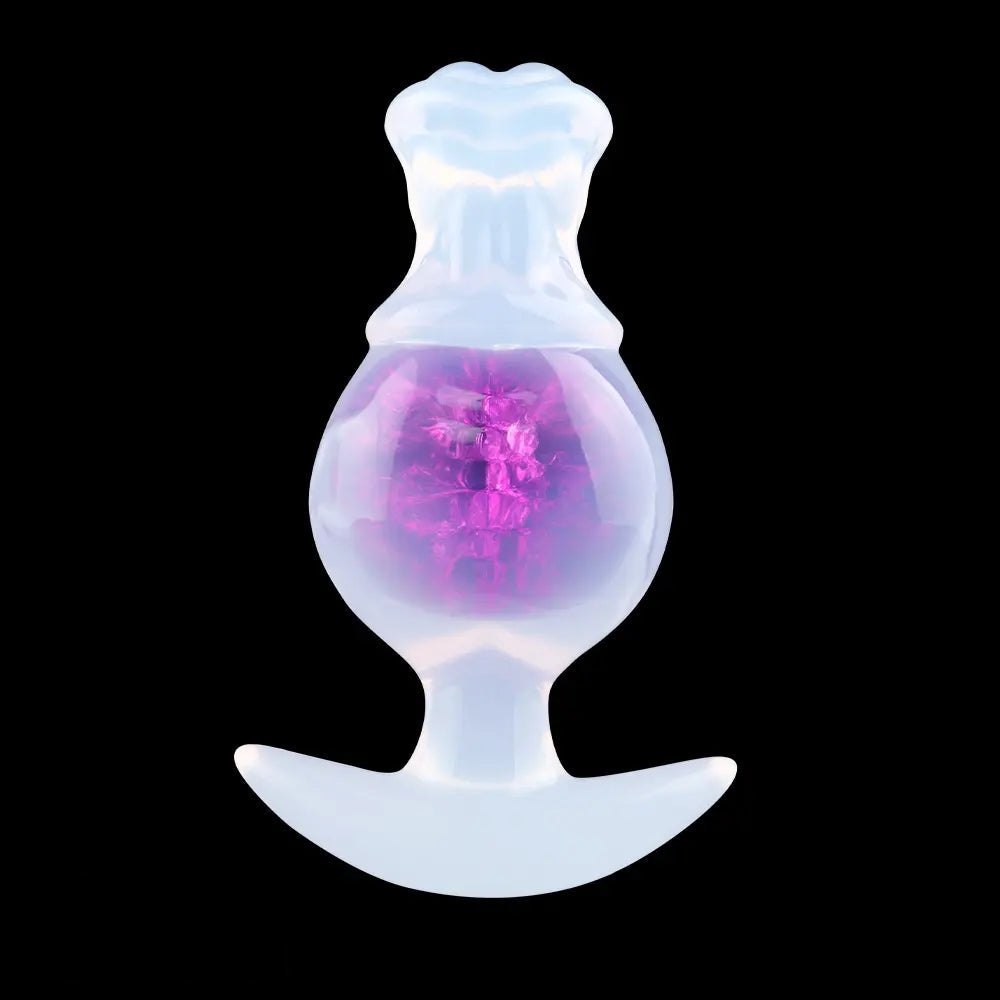Purple silicone anal plug with anchor base