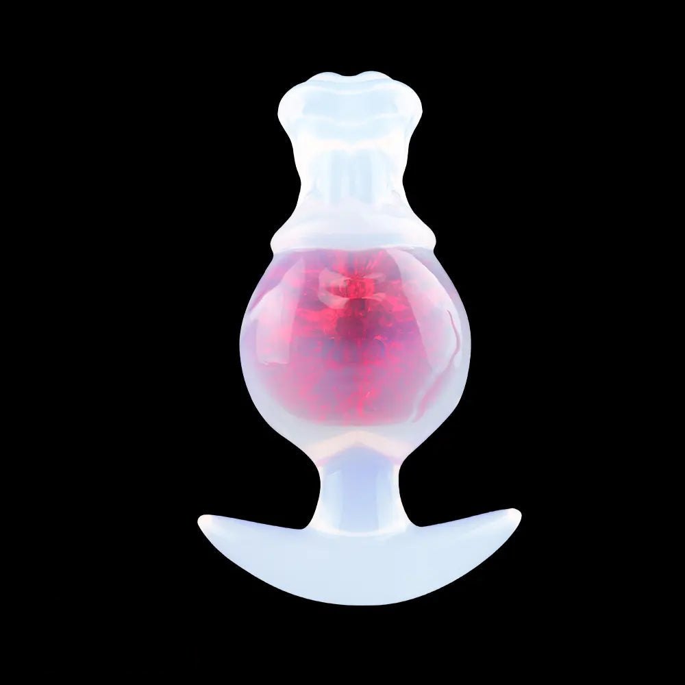 Red silicone anal plug with anchor base