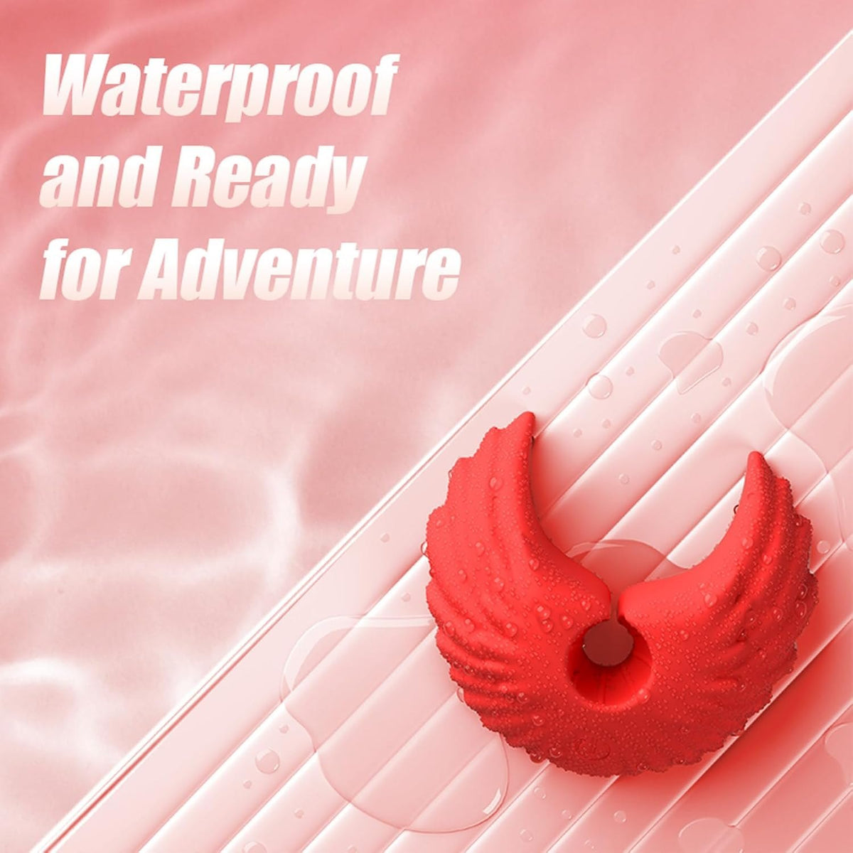 Red silicone angel wing vibrating nipple clamps, photo 7