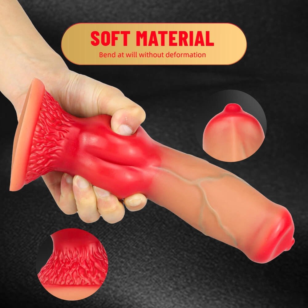 Red liquid silicone knotted dildo, photo 10