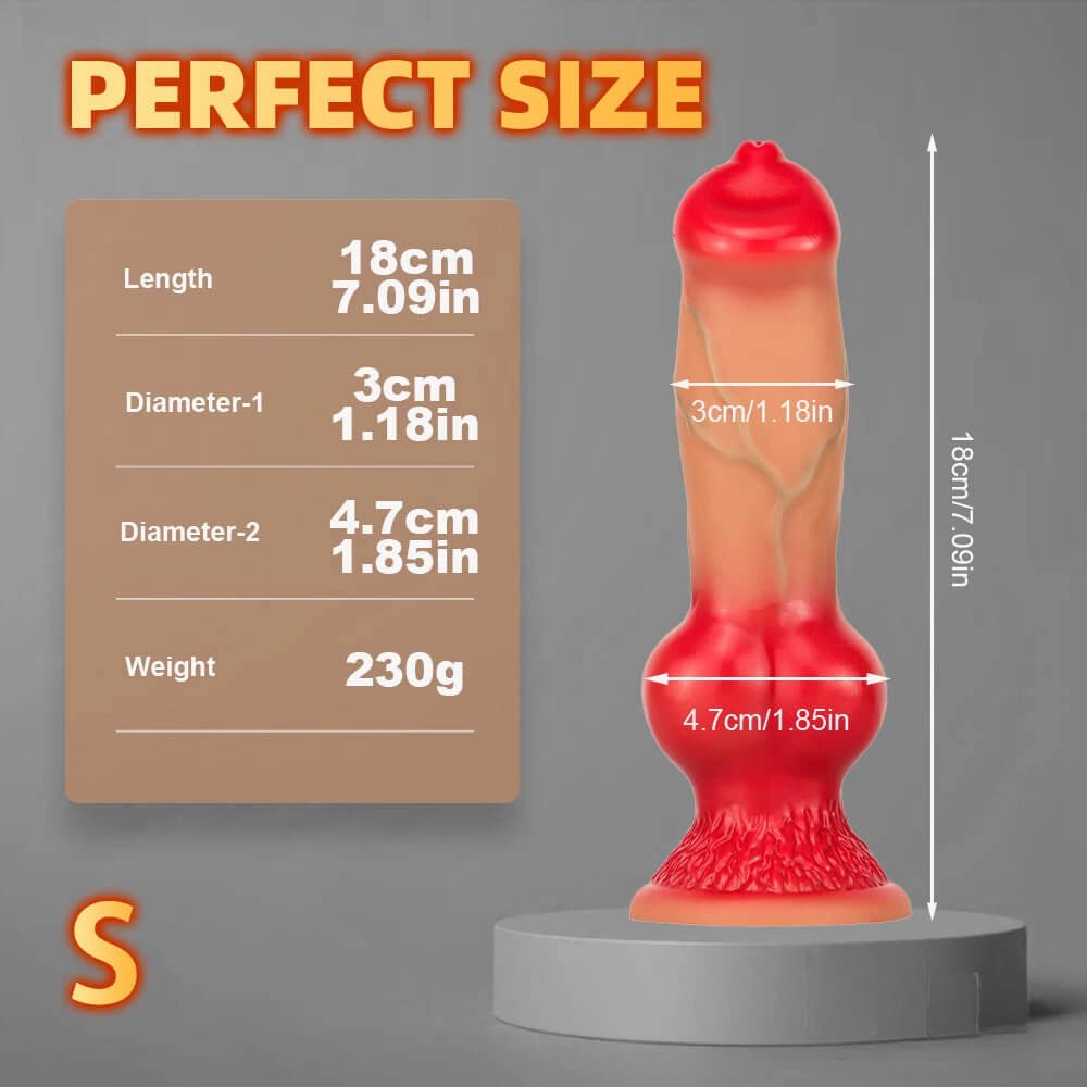 Red liquid silicone knotted dildo, photo 2