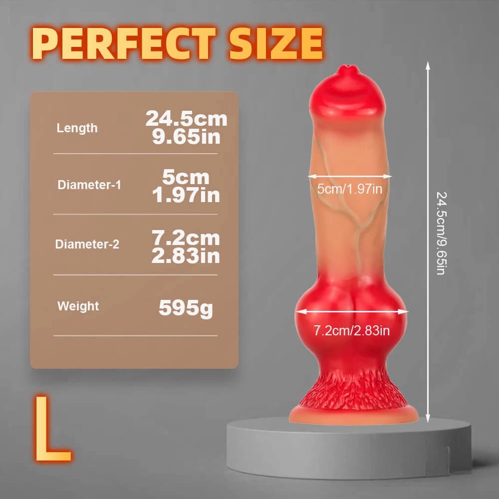 Red liquid silicone knotted dildo, photo 3