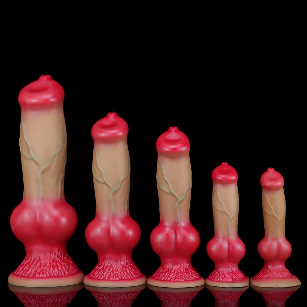 Red liquid silicone knotted dildo, photo 4