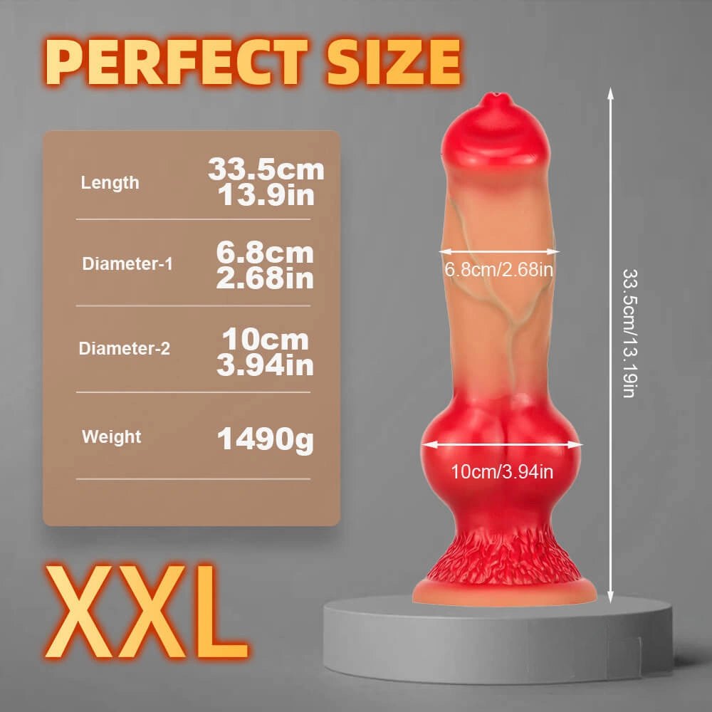 Red liquid silicone knotted dildo, photo 7
