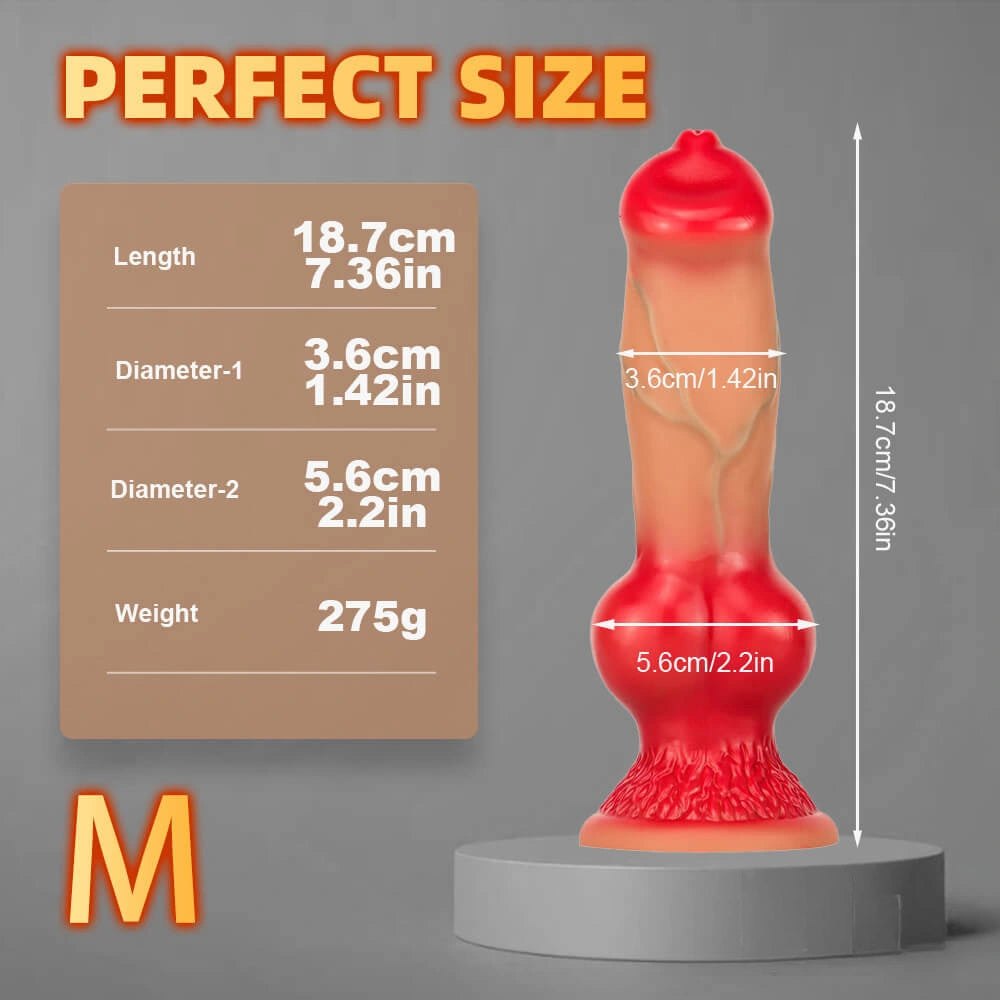 Red liquid silicone knotted dildo, photo 8