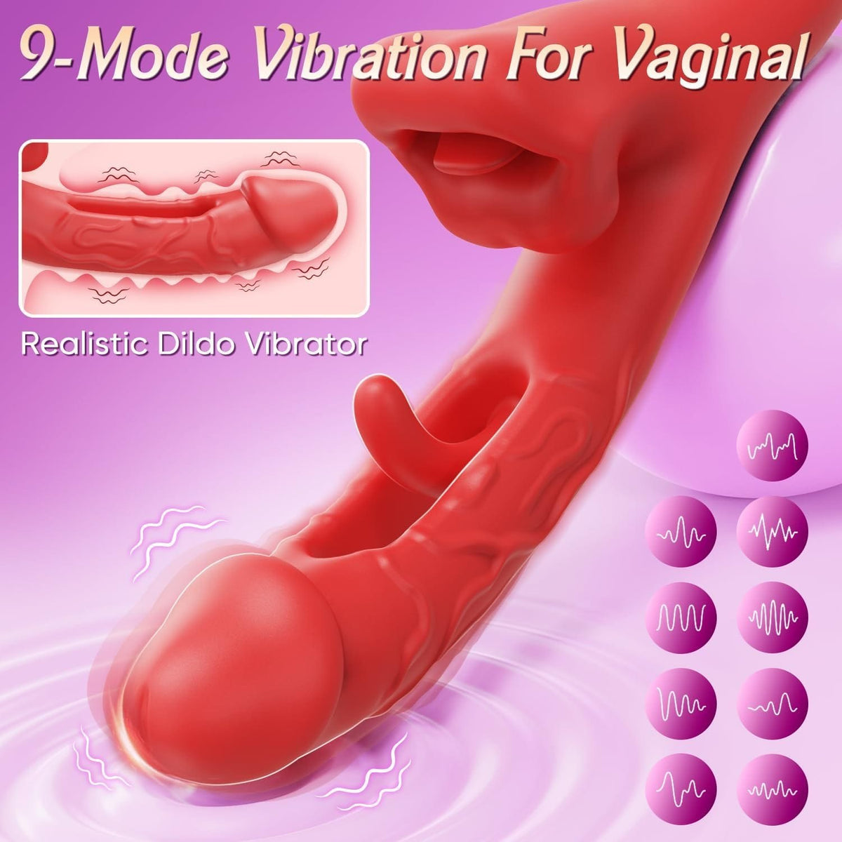 Red silicone rabbit vibrator, photo 5