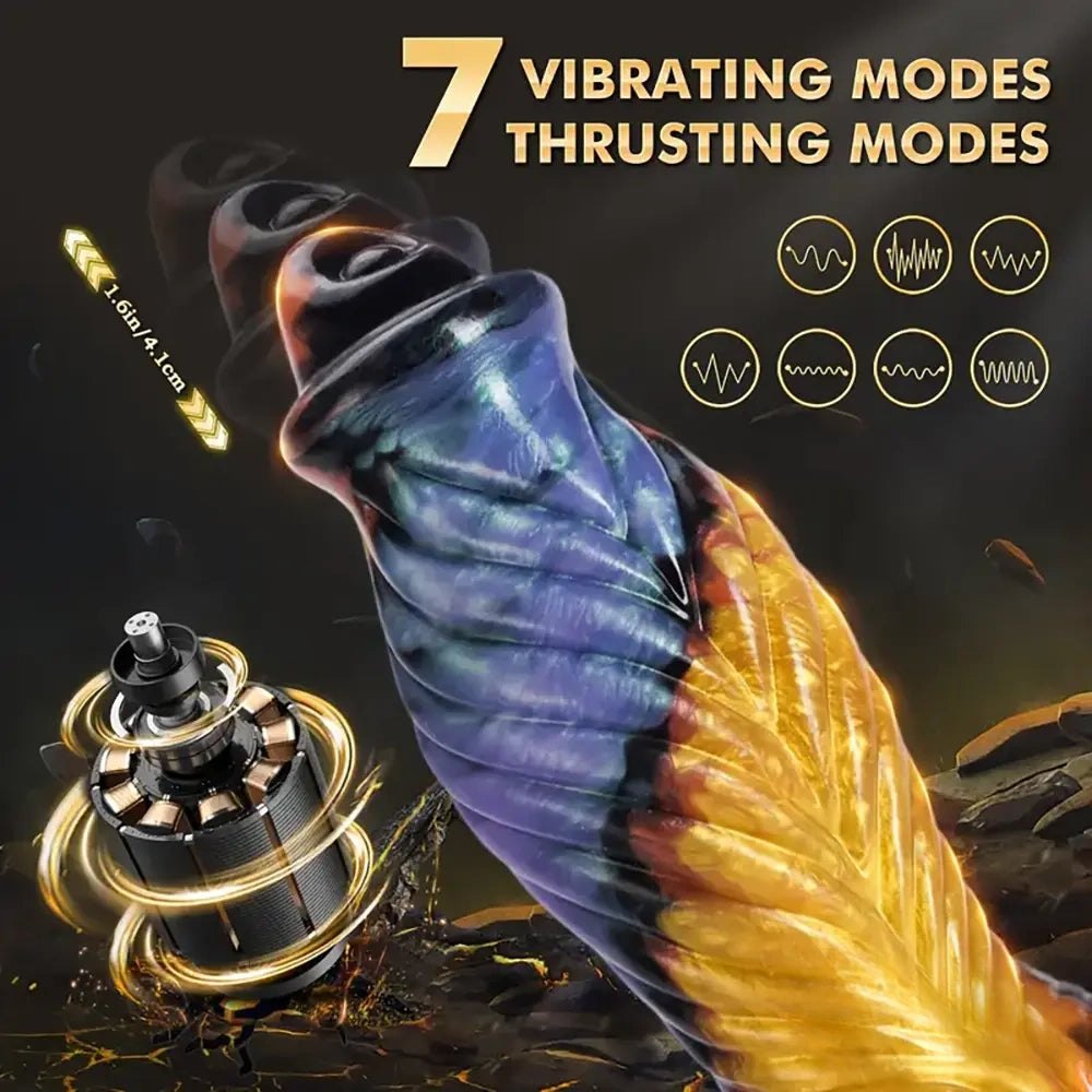 Multicolor textured vibrating thrusting dildo, photo 4